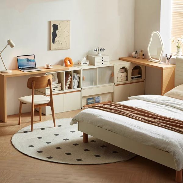 L-shape configuration of the Modular Writing Desk in Cream White finish L-shape configuration of the Modular Writing Desk in Cream White finish